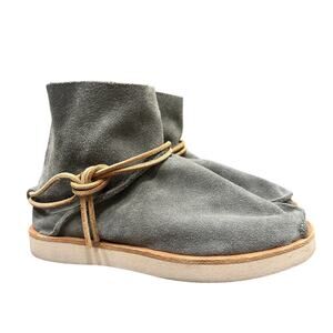 Satorisan Blue Gray Silver Lake Suede Boho Salted Granola Beach Moccasin Booties